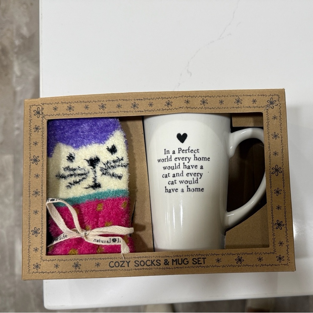 Cozy Cat Socks and Mug Set